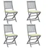 Image de Chaises pliables d extérieur lot de 4 et coussins Bois d acacia