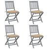 Image de Chaises pliables d extérieur lot de 4 et coussins Bois d acacia