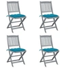 Image de Chaises pliables d extérieur lot de 4 et coussins Bois d acacia