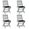 Image de Lot de 4 chaise en acacia pliable exterieur noir