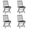 Image de Chaises pliables d extérieur lot de 4 et coussins Bois d acacia