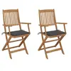 Image de Chaises pliables de jardin lot de 2 avec coussins Bois d acacia