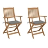 Image de Chaises pliables de jardin lot de 2 avec coussins Bois d acacia