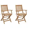 Image de Chaises pliables de jardin lot de 2 avec coussins Bois d acacia