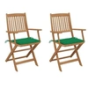 Image de Chaises pliables de jardin lot de 2 avec coussins Bois d acacia