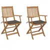 Image de Chaises pliables de jardin lot de 2 avec coussins Bois d acacia
