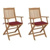 Image de Chaises pliables de jardin lot de 2 avec coussins Bois d acacia