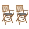 Image de Chaises pliables de jardin lot de 2 avec coussins Bois d acacia
