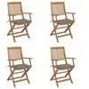 Image de Chaises pliables de jardin lot de 4 avec coussins Bois d acacia