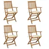 Image de Chaises pliables de jardin lot de 4 avec coussins Bois d acacia