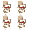 Image de Chaises pliables de jardin lot de 4 avec coussins Bois d acacia