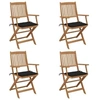 Image de Chaises pliables de jardin lot de 4 avec coussins Bois d acacia
