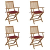 Image de Chaises pliables de jardin lot de 4 avec coussins Bois d acacia