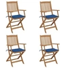 Image de Chaises pliables de jardin lot de 4 avec coussins Bois d acacia