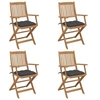 Image de Chaises pliables de jardin lot de 4 avec coussins Bois d acacia