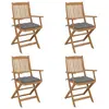 Image de Chaises pliables de jardin lot de 4 avec coussins Bois d acacia