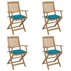 Image de Chaises pliables de jardin lot de 4 avec coussins Bois d acacia