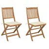 Image de Chaises pliables de jardin 2 pcs avec coussins Bois d'acacia