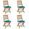 Image de Chaises pliables de jardin 4 pcs avec coussins Bois d'acacia