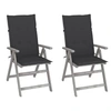 Image de Lot de 2 chaise exterieur non pliable en acacia H. 110 cm bois