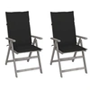 Image de Chaises inclinables de jardin lot de 2 et coussins Bois acacia
