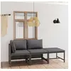 Image de Salon de jardin 3 pcs avec coussins Résine tressée Gris, 19.36 kg