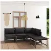 Image de Salon de jardin 5 pcs avec coussins Résine tressée Gris, 32.06 kg