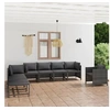 Image de Salon de jardin 8 pcs avec coussins Résine tressée Gris