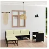 Image de Salon de jardin 6 pcs avec coussins Résine tressée Noir