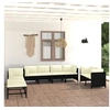 Image de Salon de jardin 10 pcs avec coussins Résine tressée Noir