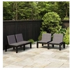 Image de Bancs de salon de jardin avec coussins lot de 2 Plastique Gris