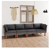 Image de Canapé de jardin à 4 places avec coussins Gris Résine tressée
