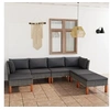 Image de Salon de jardin 7 pcs avec coussins Résine tressée Gris