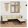 Image de Salon de jardin 7 pcs avec coussins Résine tressée Noir