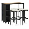 Image de Ensemble de bar de jardin 5 pcs et coussins Résine tressée Noir