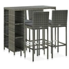 Image de Ensemble de bar de jardin 5 pcs et coussins Résine tressée Gris
