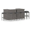 Image de Ensemble de bar de jardin 8 pcs et coussins Résine tressée Gris