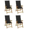 Image de Chaises inclinables de jardin lot de 4 et coussins Bois acacia