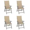 Image de Lot de 4 chaise exterieur non pliable en acacia H. 110 cm gris