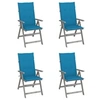 Image de Chaises inclinables de jardin lot de 4 et coussins Bois acacia