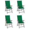 Image de Chaises inclinables de jardin lot de 4 et coussins Bois acacia