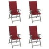 Image de Chaises inclinables de jardin lot de 4 et coussins Bois acacia