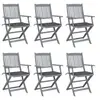 Image de Lot de 6 chaise exterieur pliable en acacia gris