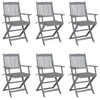 Image de Chaises pliables d extérieur lot de 6 et coussins Bois d acacia
