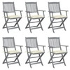 Image de Chaises pliables d extérieur lot de 6 et coussins Bois d acacia