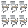 Image de Lot de 6 chaise en acacia pliable exterieur beige