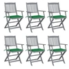 Image de Lot de 6 chaise en acacia pliable exterieur vert