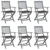 Image de Lot de 6 chaise exterieur pliable en acacia marron