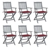Image de Chaises pliables d extérieur lot de 6 et coussins Bois d acacia