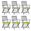 Image de Chaises pliables d extérieur lot de 6 et coussins Bois d acacia